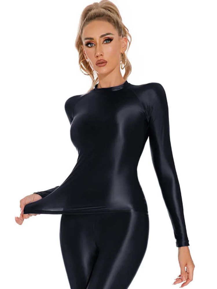 Glossy Shiny Elasitc Long Slee - огляд і ціна Yoga Fitness Fit Club