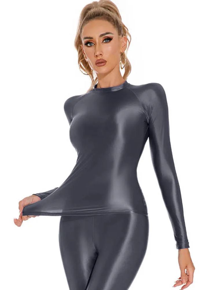 Glossy Shiny Elasitc Long Slee - огляд і ціна Yoga Fitness Fit Club
